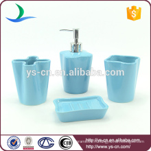 YSb40160-02 Ensemble de bain en céramique en forme unique de 4 pièces bleu, ensemble de salle de bain